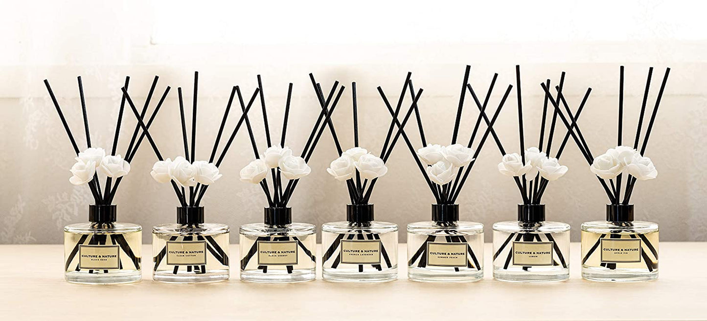 Reed Diffuser Set 6.7Oz (200Ml) Clean Cotton Scented Diffuser with Sticks Home Fragrance Reed Diffuser for Bathroom Shelf Decor