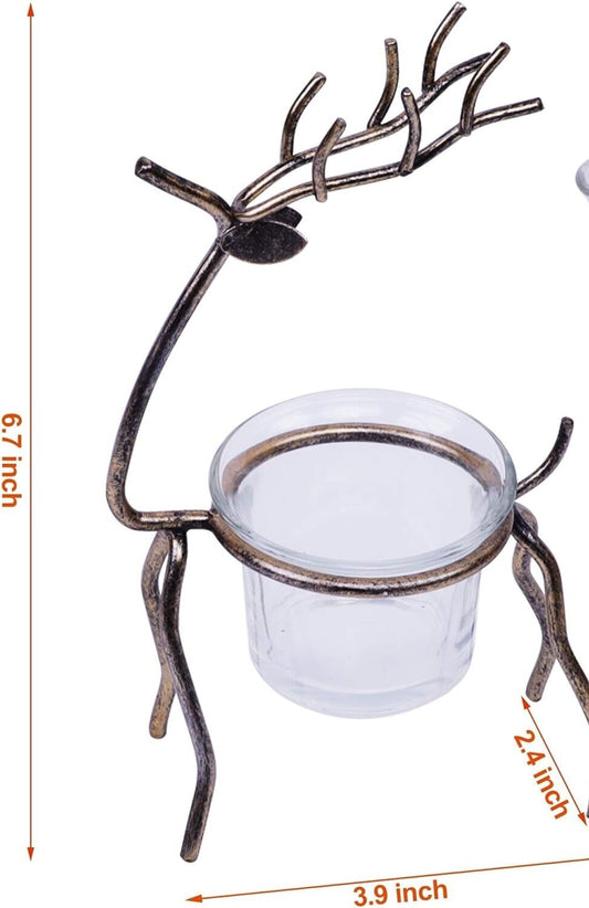6 Metal Reindeer Tea Light Candle Holders Set NEW in BOX Christmas SALE!