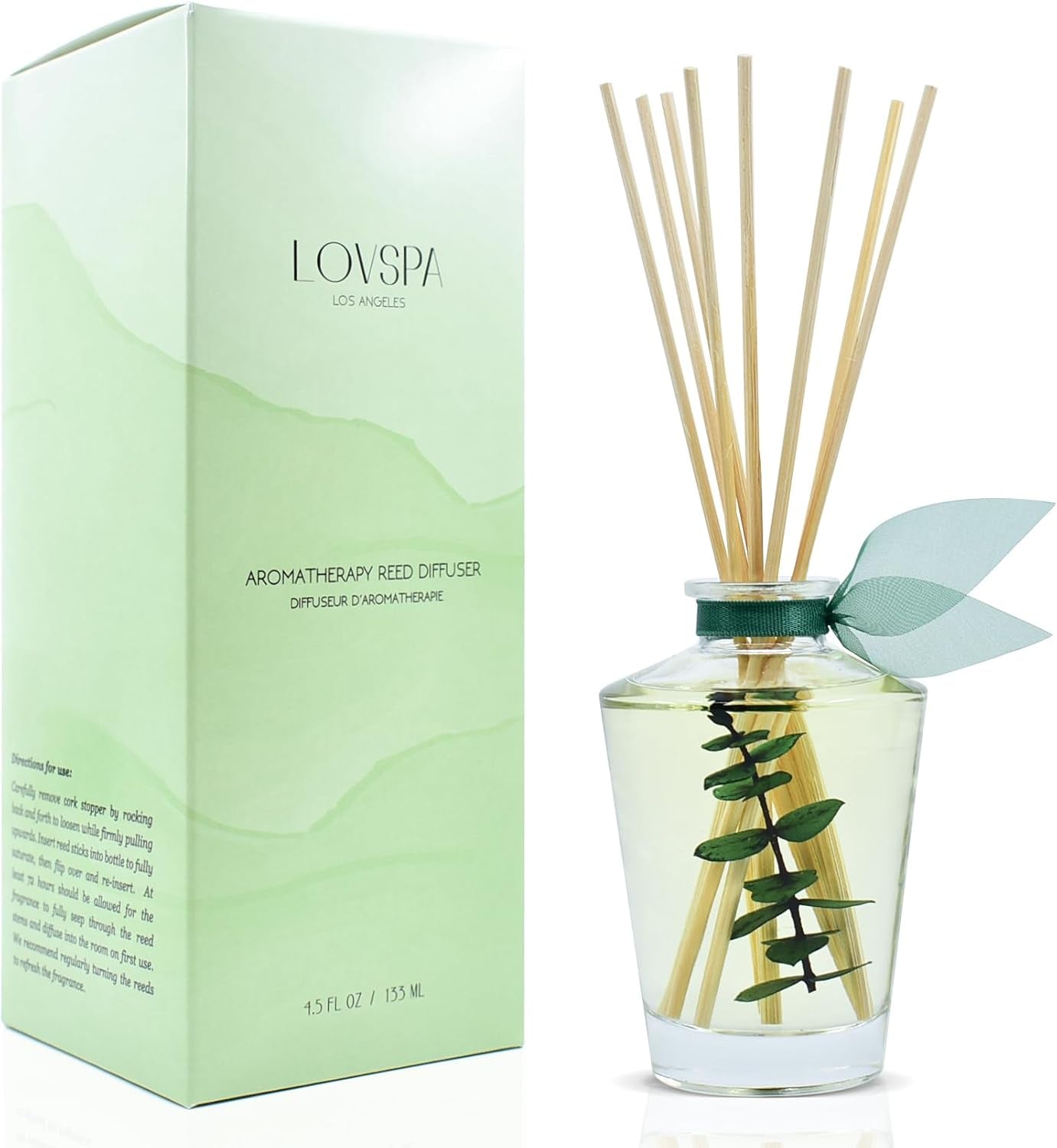 Cleanse Eucalyptus Sage Reed Diffuser Oil and Sticks Gift Set with Real Leaves Eucalyptus, Sage, Peppermint, Thyme, Bergamot and Lime Essential Oils
