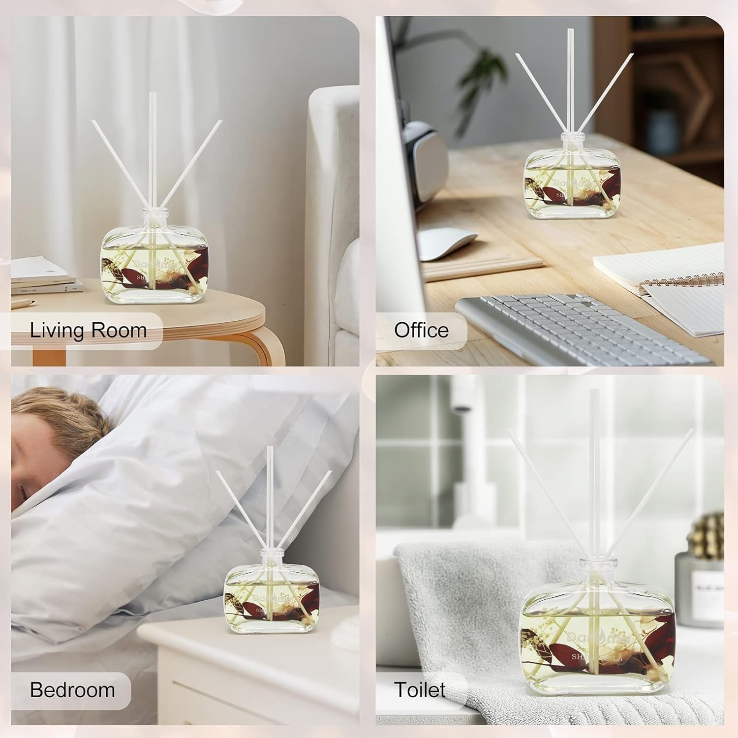 Reed Diffuser Set with Sticks,  Dried Flowers Aromatherapy Reed Diffuser with Nature Essential Oil, Fragrance Scent Diffuser for Home Décor & Office, for Christmas, Shangri-La Hotel