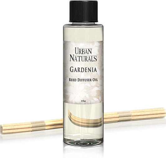 Gardenia Scented Oil Reed Diffuser Refill | Includes a Free Set of Reed Sticks! Jasmine, Ylang Ylang, Tuberose & Amber Notes | 4 Oz