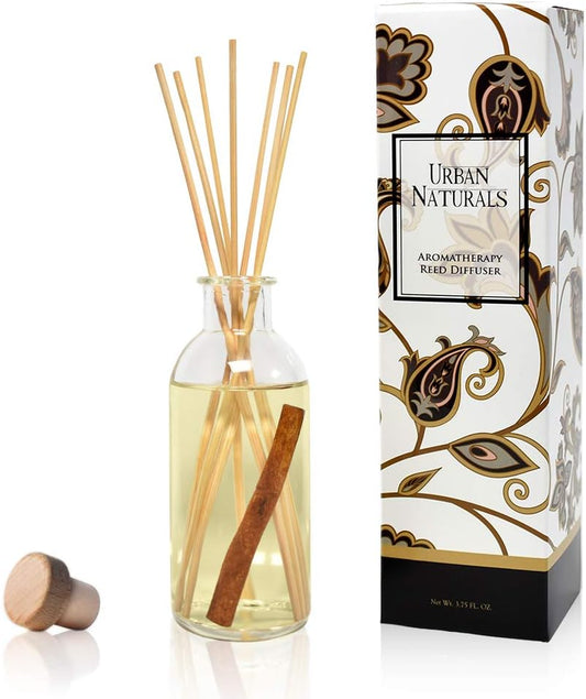 Cinnamon Vanilla Oil Reed Diffuser Set | Warm, Fresh Baked Cookies | Perfect Fall Scent! | Made W/Essential Oils | Great Kitchen Scent & Gift Idea | Eco-Friendly. Vegan.