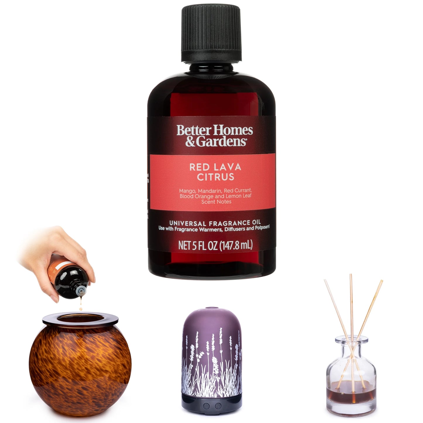 Universal Fragrance Oil, Red Lava & Citrus, 5 Fl Oz, for Use with Fragrance Oil Diffusers, Fragrance Warmers, Potpourri, and Wicking Fragrance Diffusers