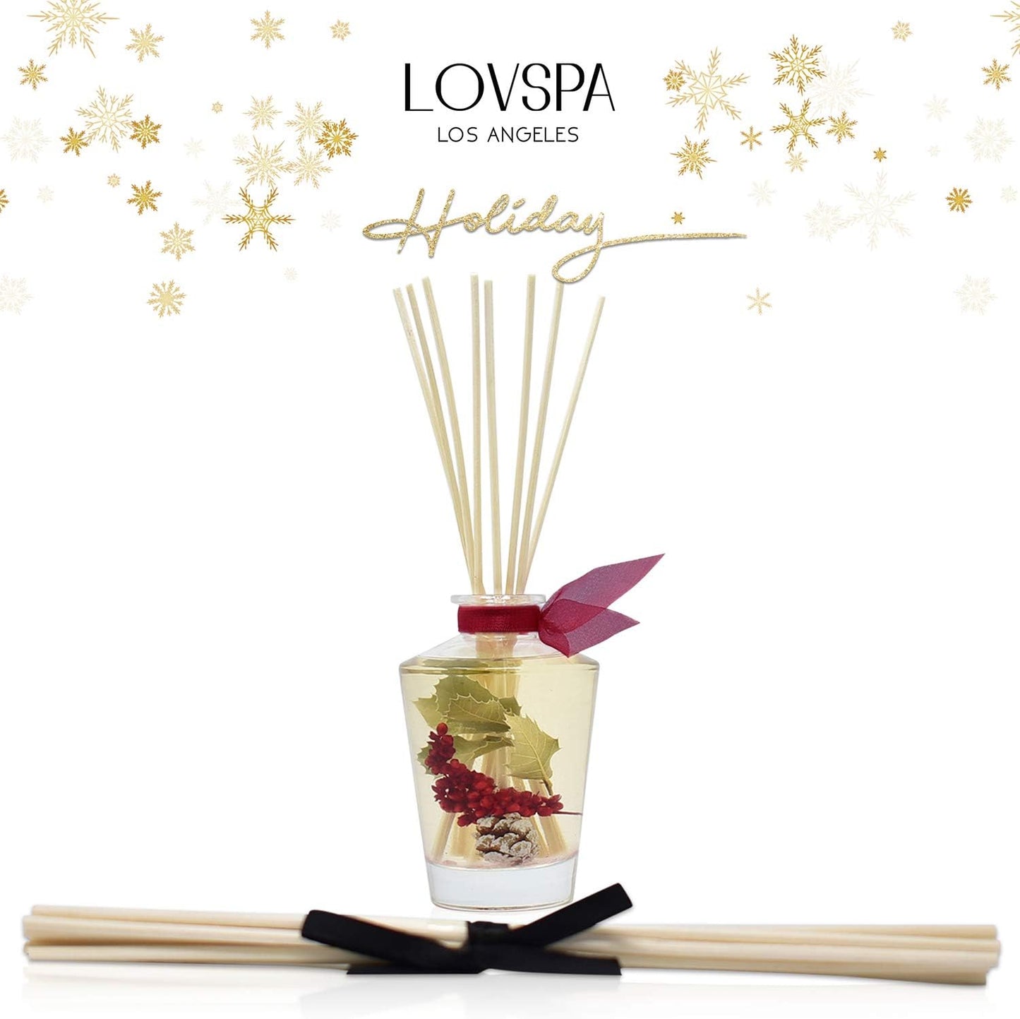 Reed Diffuser Set, Holiday Red Currant & Woods Scented Oil Diffuser with Sticks, Home Fragrance Accessories for Bathroom Shelf Decor, Aroma Diffusers for Home or Office Desk, USA Made