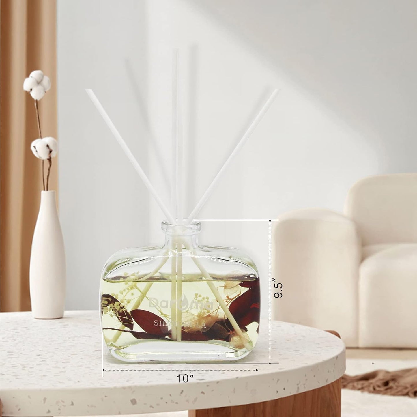 Reed Diffuser Set with Sticks,  Dried Flowers Aromatherapy Reed Diffuser with Nature Essential Oil, Fragrance Scent Diffuser for Home Décor & Office, for Christmas, Shangri-La Hotel