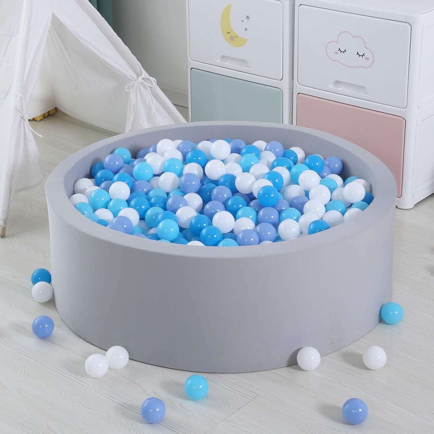 Plastic Balls Play Pit Balls for Baby Kid Ball Play Pit Play Yard, Baby Fance, Playpen, Playtent with 3 Colors,2.17Inches