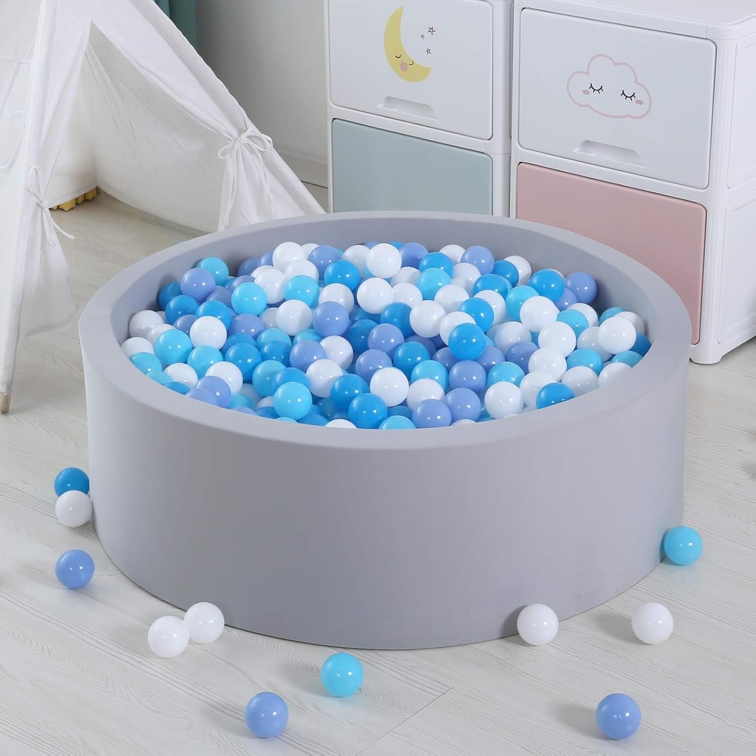 Plastic Balls Play Pit Balls for Baby Kid Ball Play Pit Play Yard, Baby Fance, Playpen, Playtent with 3 Colors,2.17Inches