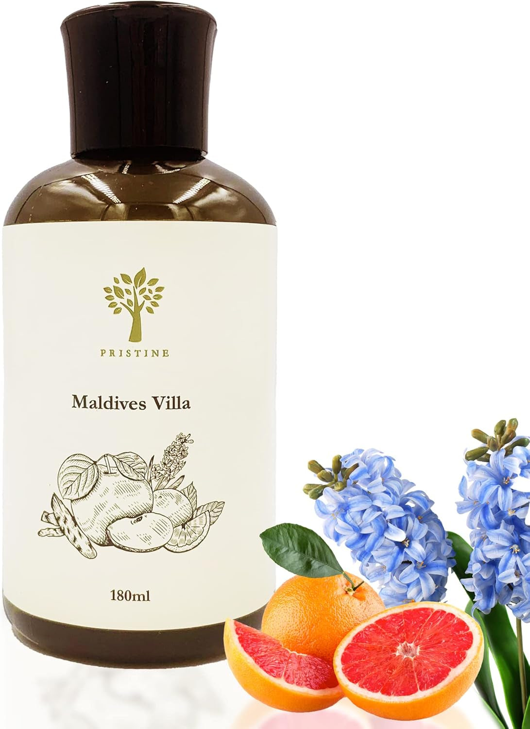Maldives Villa/Inspired by Marriott Hotel Reed Diffuser Refill with Reed Sticks | Citrusy Grapefruit, Apple/Ocean Breeze/Sandalwood Oil Diffuser Refills | Hotel Reed Diffuser Oil Refill