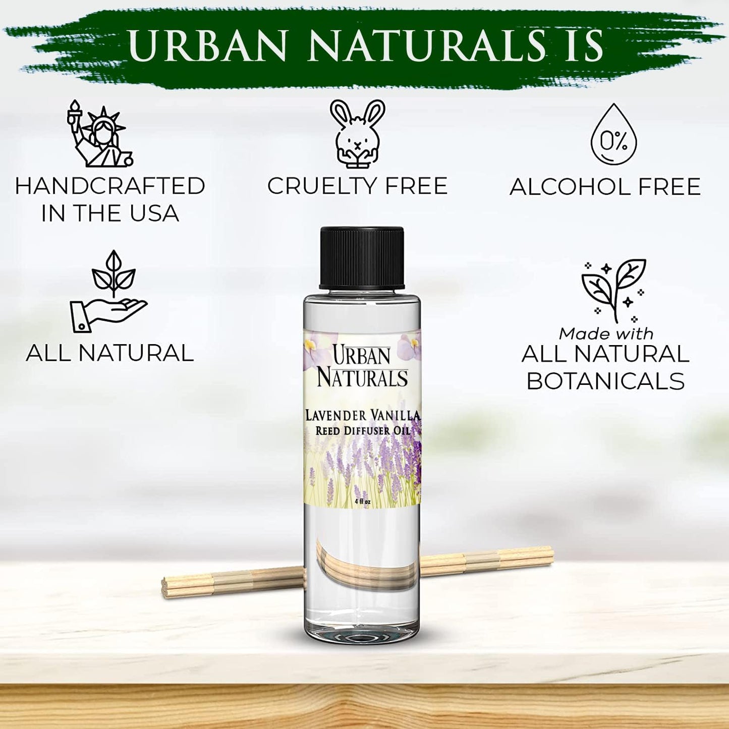 Lavender Vanilla Scented Oil Reed Diffuser Refill and Reed Sticks – Lavender Blossom, Creamy Vanilla, White Woods and Sugared Musk, 4 Oz (2 Pack)