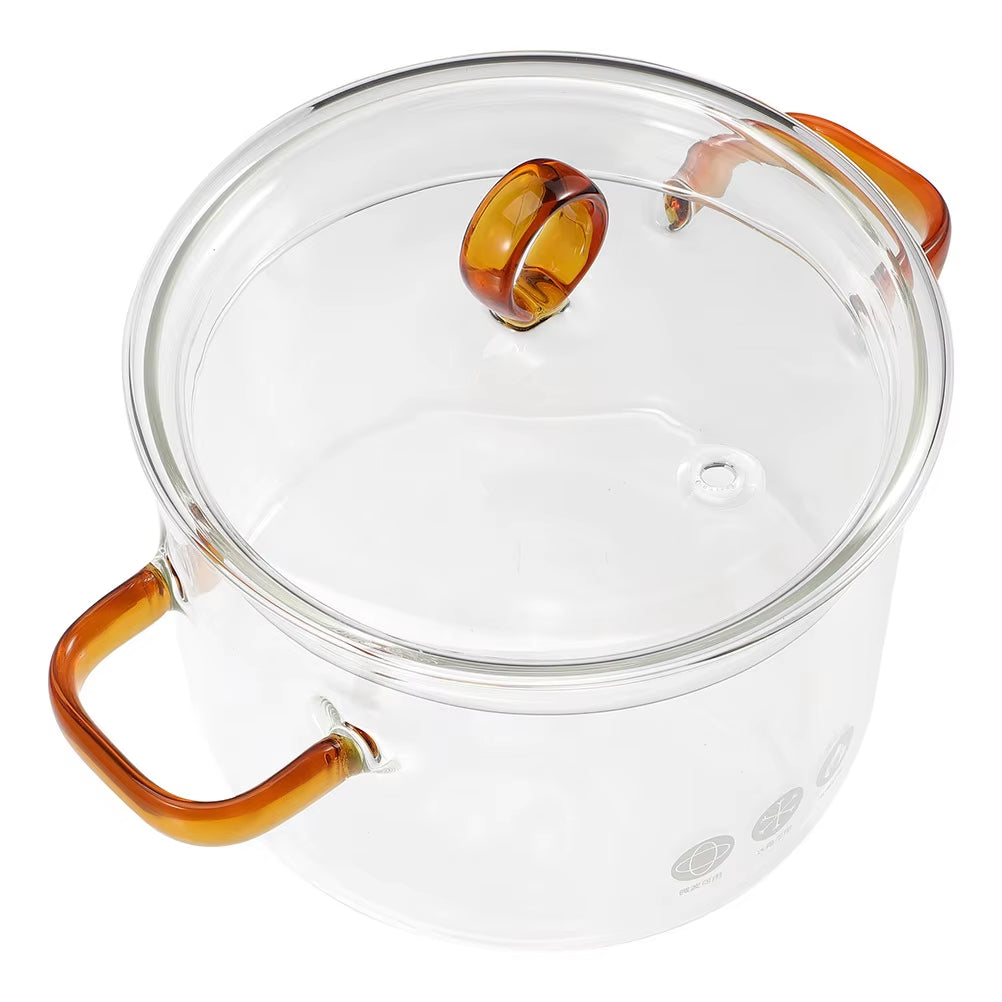 Heat-Resistant Borosilicate Glass Cooking Saucepan Pans with Lids Microwave Pot Soup