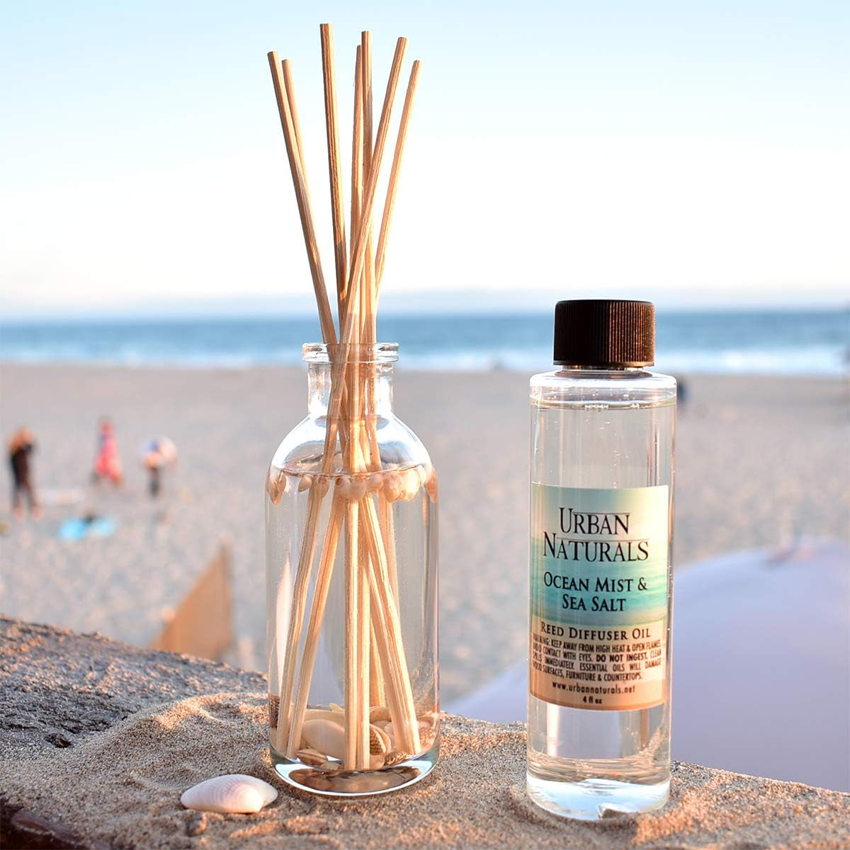 Ocean Mist & Sea Salt Reed Diffuser Set | Made with Essential Oils & Real Botanicals | Decorative Air Freshener for Large Rooms | Beautiful Home Décor Makes a Great Gift