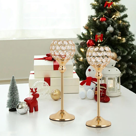 8PCS Candle Holders for Tea Lights Wedding Table,Gold Crystal Candle Holders Candle Stick Holder Rhinestone Decorative Tray for Party Thanksgiving Gift Candelabros Para Centros De Mesa