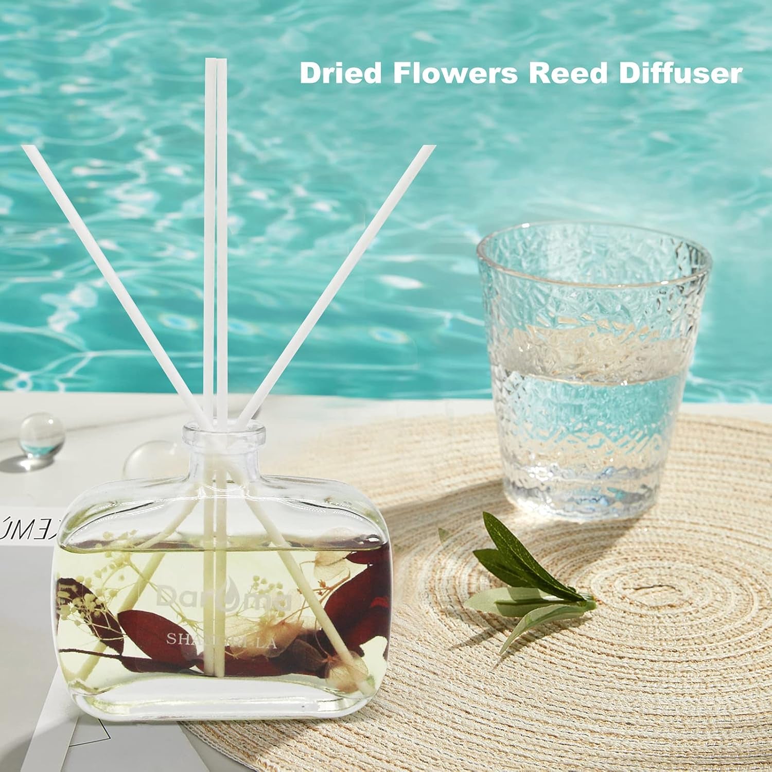 Reed Diffuser Set with Sticks,  Dried Flowers Aromatherapy Reed Diffuser with Nature Essential Oil, Fragrance Scent Diffuser for Home Décor & Office, for Christmas, Shangri-La Hotel
