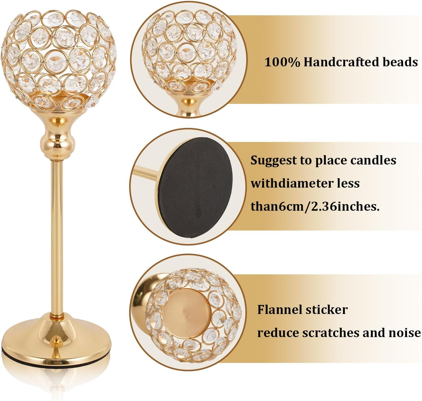 8PCS Candle Holders for Tea Lights Wedding Table,Gold Crystal Candle Holders Candle Stick Holder Rhinestone Decorative Tray for Party Thanksgiving Gift Candelabros Para Centros De Mesa