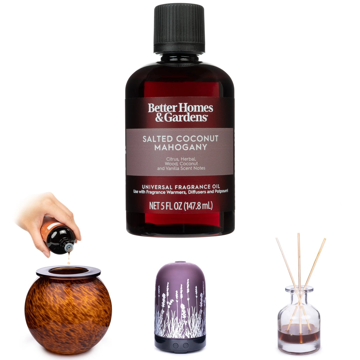 Universal Fragrance Oil, Salted Coconut & Mahagony Scented, 5 Fl Oz