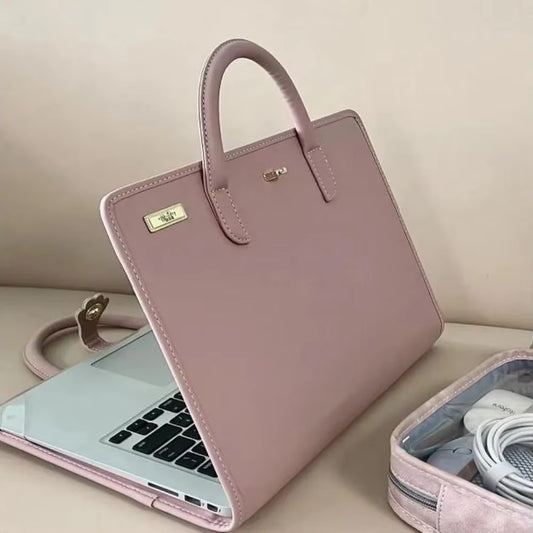 Shockproof PU Laptop Sleeve Pink with Handle Protective Case Laptop Protective Case for for Macbook,Lenovo,Xiaomi,Huawei