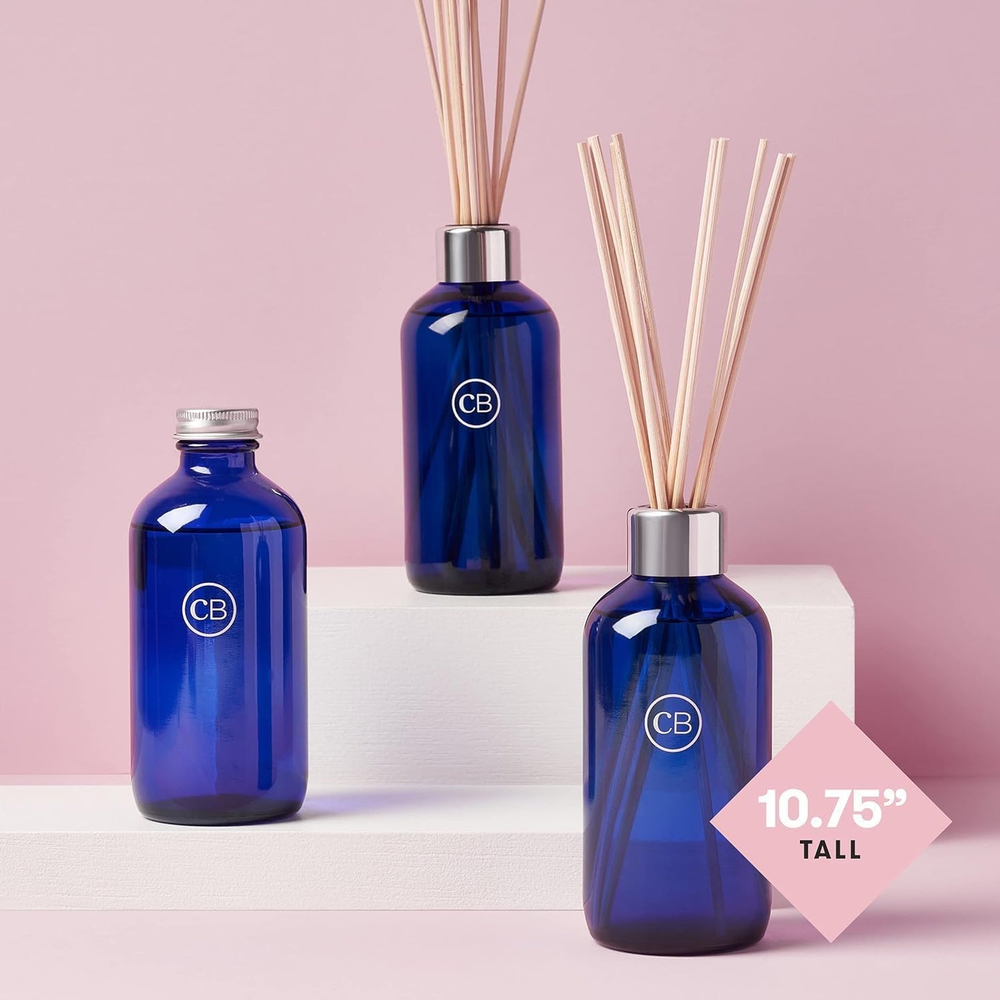 Aloha Orchid Reed Diffuser Set - Includes Reed Diffuser Sticks, Fragrance Oil, and Glass Bottle - Luxury Scented Room Fresheners - Cobalt Blue (8 Fl Oz)
