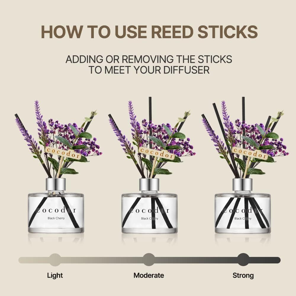 COCODOR Lavender Reed Diffuser/Black Cherry / 6.7Oz(200Ml) / 1 Pack/Home Decor & Office Decor, Fragrance and Gifts