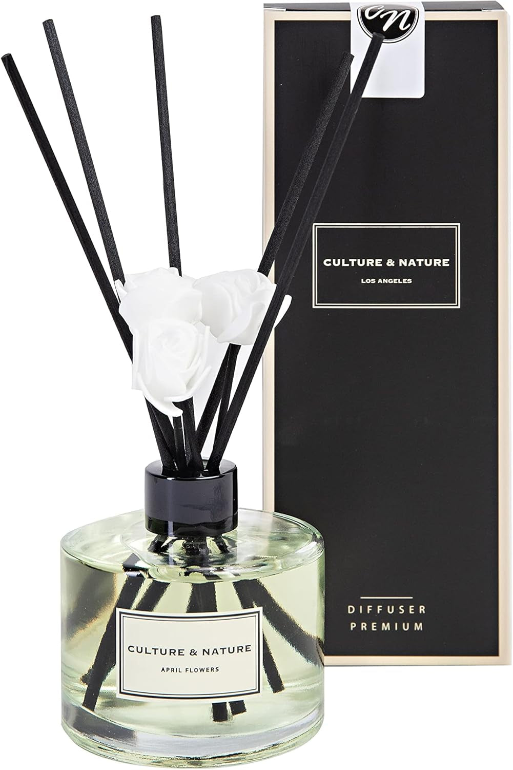 Reed Diffuser Set 6.7Oz (200Ml) April Flower Scented Diffuser with Sticks Home Fragrance Reed Diffuser for Bathroom Shelf Decor