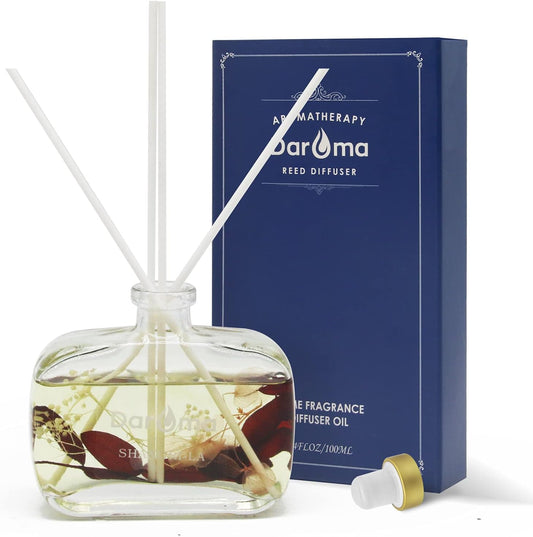 Reed Diffuser Set with Sticks,  Dried Flowers Aromatherapy Reed Diffuser with Nature Essential Oil, Fragrance Scent Diffuser for Home Décor & Office, for Christmas, Shangri-La Hotel