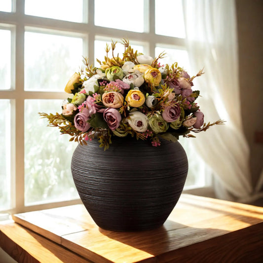 Modern Nordic Black Ceramic Vases – Minimalist Floor & Table Decor for Dried Flowers | Set of 3 Sizes