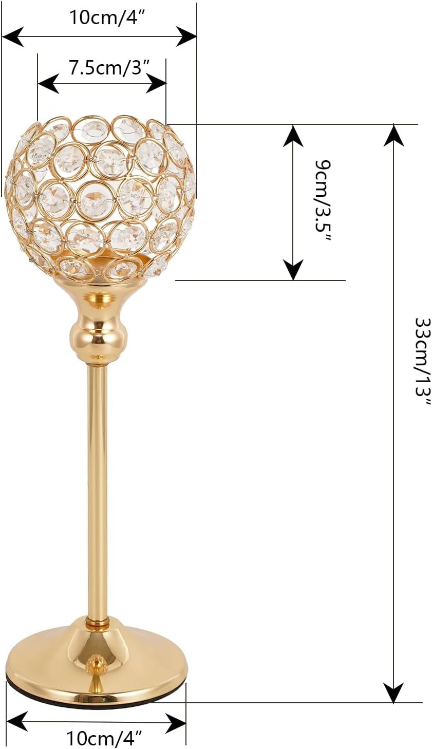 8PCS Candle Holders for Tea Lights Wedding Table,Gold Crystal Candle Holders Candle Stick Holder Rhinestone Decorative Tray for Party Thanksgiving Gift Candelabros Para Centros De Mesa