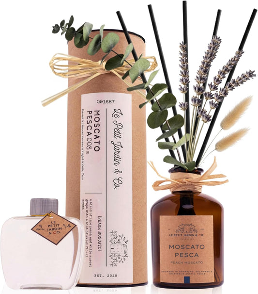 Reed Diffusers - Oil Sticks Diffuser Set with Real Dried Flowers - Reed Diffusers for Home, Bathroom & Office | Air Freshener Fragrance Sticks for Shelf Decor & Gifts by