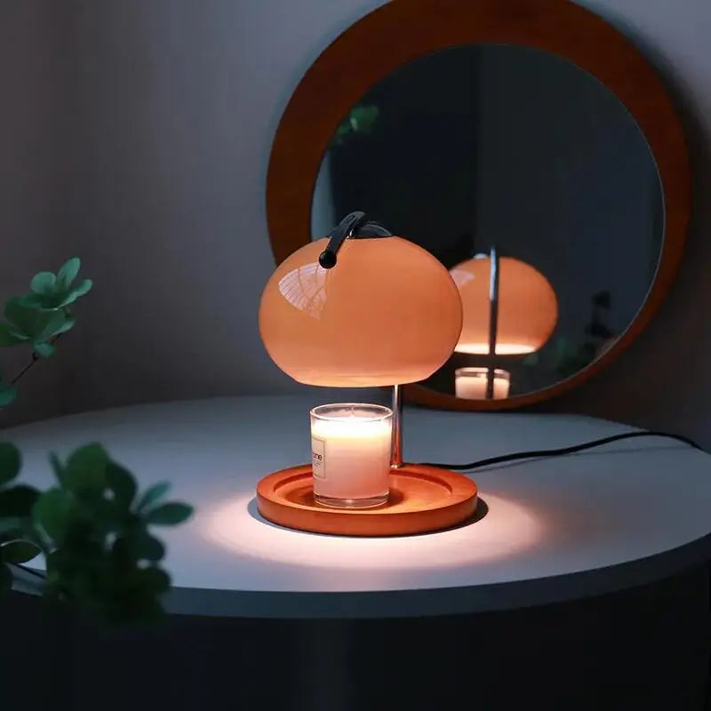 Table Lamp Aromatherapy Candlestick Lamp Bedroom Bedside Atmosphere Retro Glass Desk Lamp Study Office Home Candle Warmers Lamp
