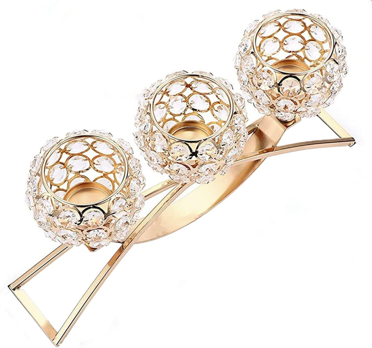 Crystal Candle Holders 3 Wick Gold Centerpiece Table Decorations for Dining Room Living Room Bling Votive Tealight Candle Holder Coffee Dining Table Centerpiece Decor Christmas Decorations