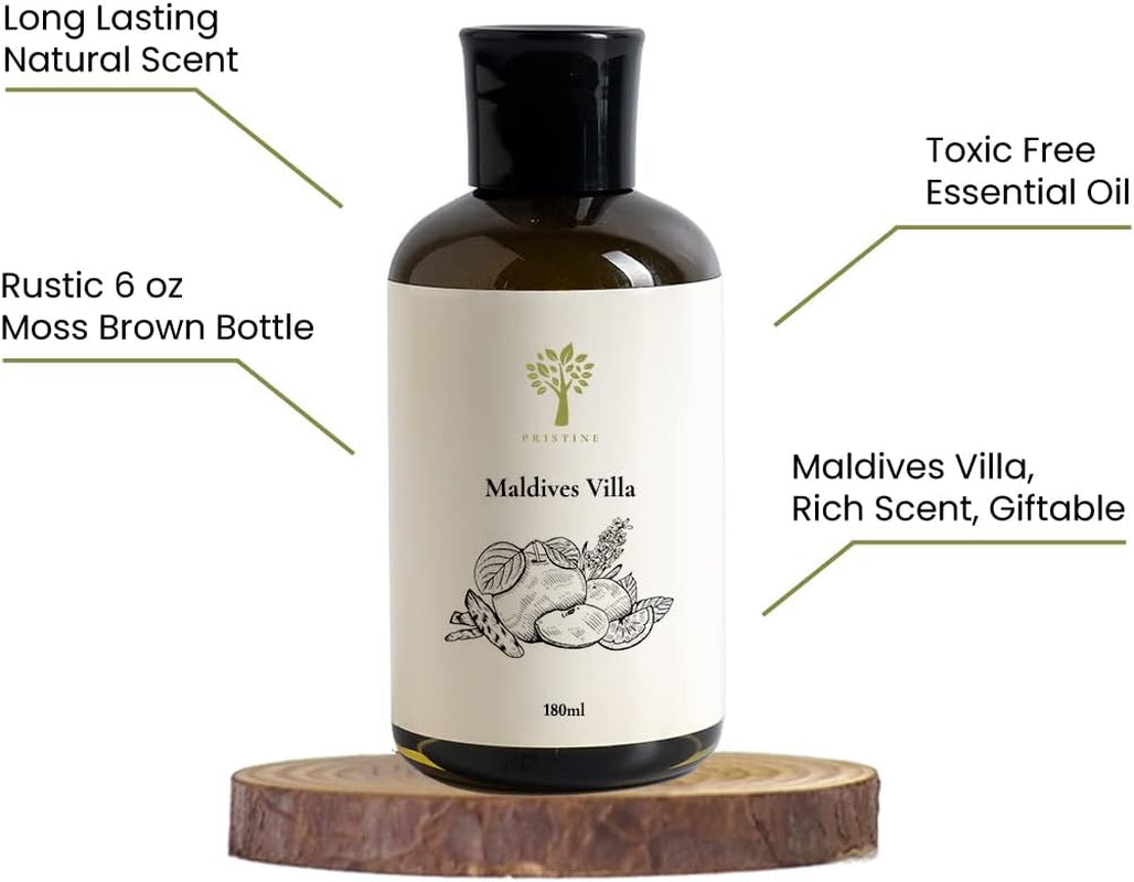 Maldives Villa/Inspired by Marriott Hotel Reed Diffuser Refill with Reed Sticks | Citrusy Grapefruit, Apple/Ocean Breeze/Sandalwood Oil Diffuser Refills | Hotel Reed Diffuser Oil Refill