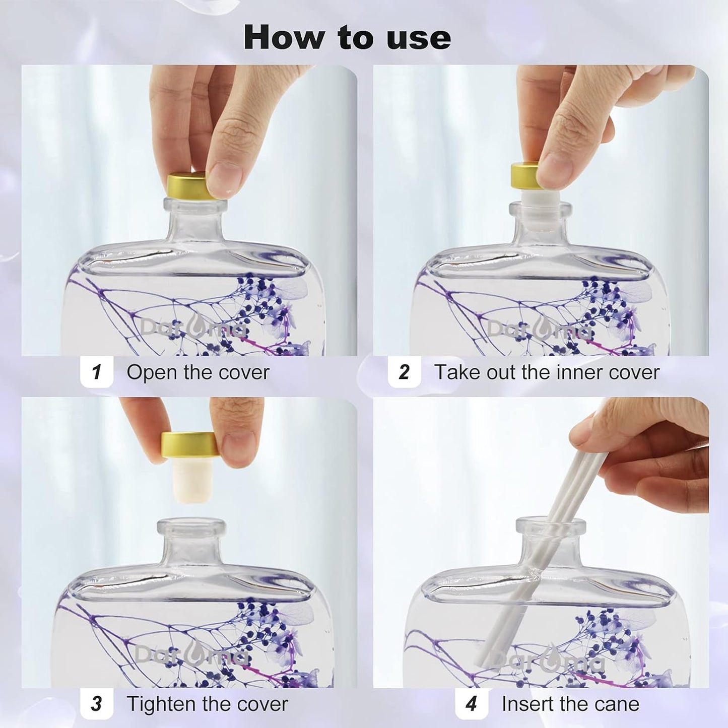 Reed Diffuser Set with Sticks,  Dried Flowers Aromatherapy Reed Diffuser with Nature Essential Oil, Fragrance Scent Diffuser for Home Décor & Office, for Birthday,Christmas, Lavender