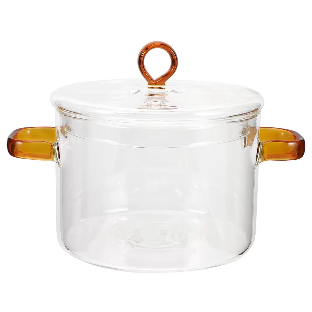 Heat-Resistant Borosilicate Glass Cooking Saucepan Pans with Lids Microwave Pot Soup