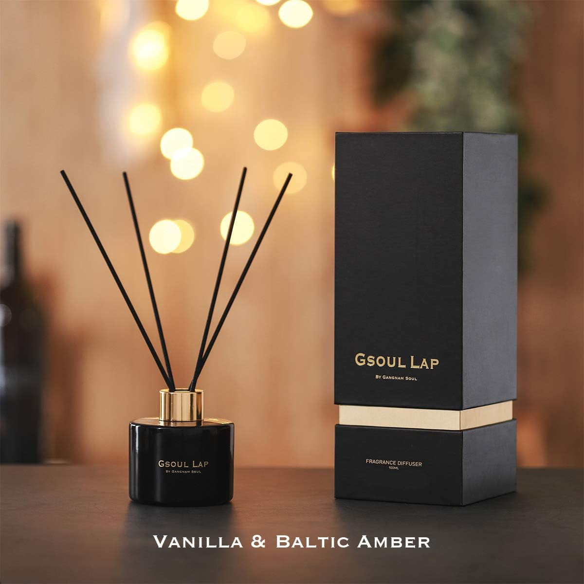 Vanilla & Baltic Amber Reed Diffuser Set/Fragrance Oil Diffuser Reeds/Scent Diffuser/Room Decor, Office Decor, Black Decor/Home Fragrance Products & Gifts