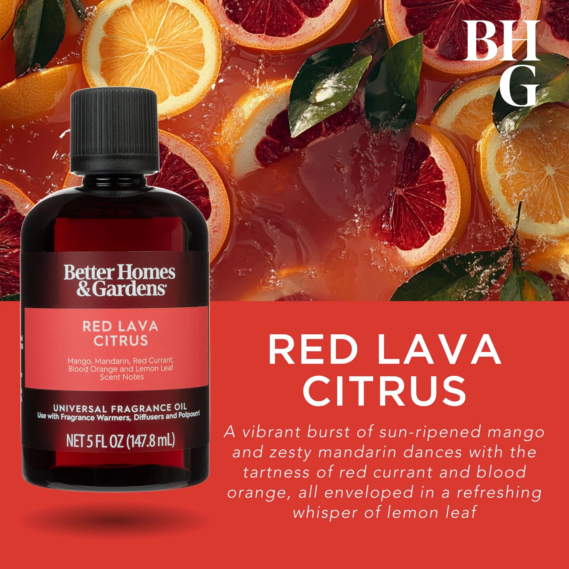 Universal Fragrance Oil, Red Lava & Citrus, 5 Fl Oz, for Use with Fragrance Oil Diffusers, Fragrance Warmers, Potpourri, and Wicking Fragrance Diffusers