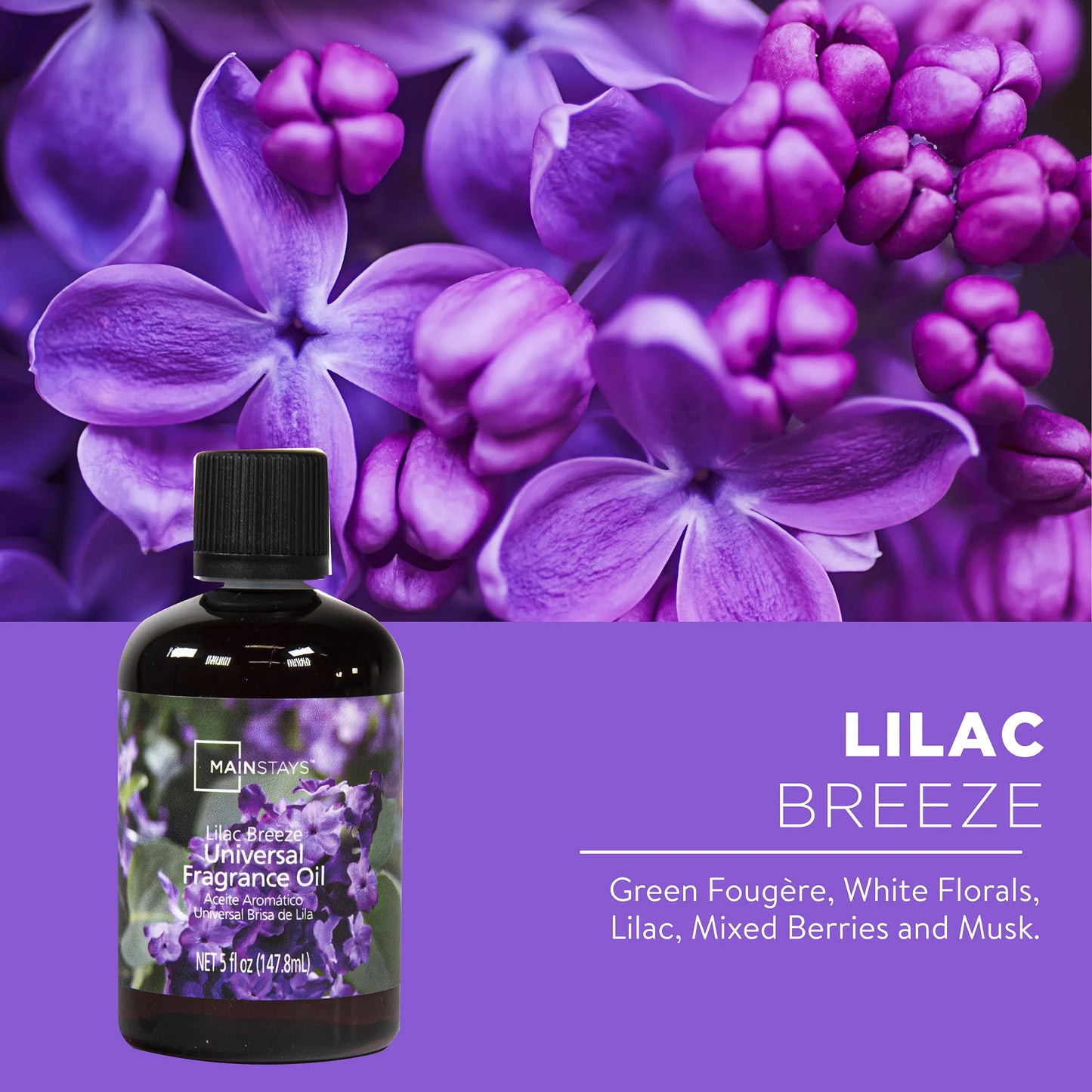 (3 Pack)  Universal Fragrance Oil, Lilac Breeze, 5 Fl Oz, for Use with Fragrance Oil Diffusers, Fragrance Warmers, Potpourri, and Wicking Fragrance Diffusers