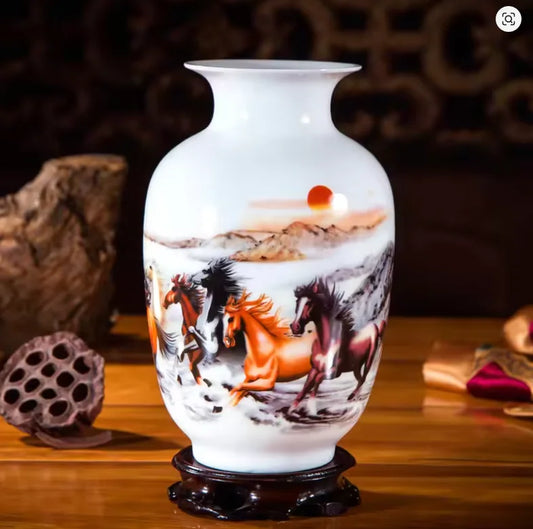 Jingdezhen Ceramic Vase Vintage Chinese Traditional Vases Home Decoration Animal Vase Fine Smooth Surface Furnishing Articles
