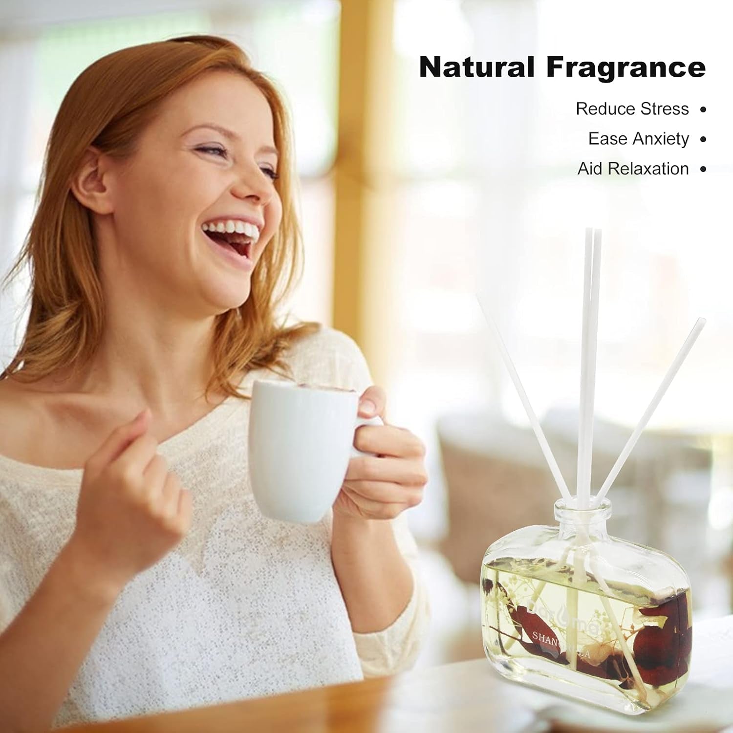 Reed Diffuser Set with Sticks,  Dried Flowers Aromatherapy Reed Diffuser with Nature Essential Oil, Fragrance Scent Diffuser for Home Décor & Office, for Christmas, Shangri-La Hotel
