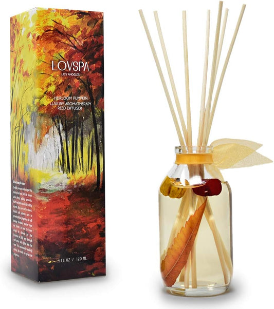 Reed Diffuser Set, Heirloom Pumpkim Scented Oil Diffuser with Sticks, Home Fragrance Accessories for Bathroom Shelf Decor, Aroma Diffusers for Home or Office Fall Decor, USA Made